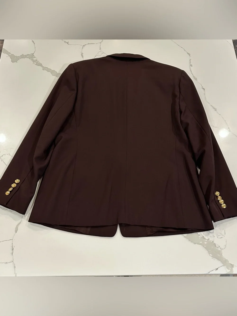 Vintage Austin Reed Womens 14P Blazer Jacket Brown 100% Worsted Wool Gold Button